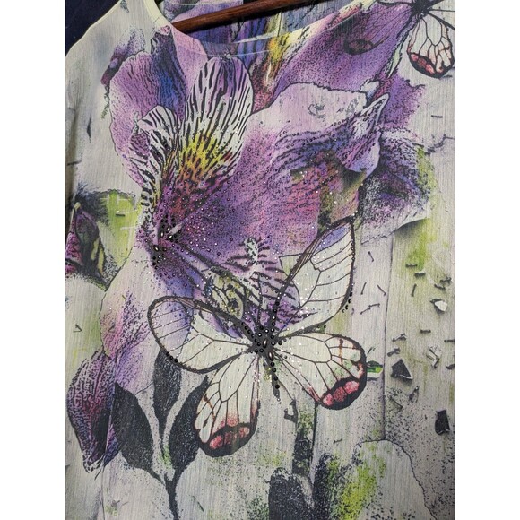 Abstract Butterfly Floral Poncho Top Size Small Artistic Festival Fairy Ethereal - Picture 2 of 9